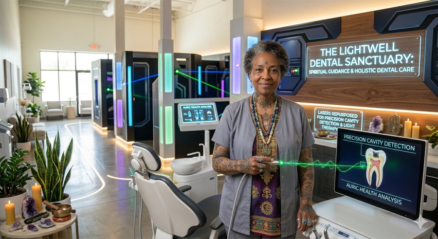 Dr. Crystal Molarstone in the CHOMPERZ™ precision cavity detection studio